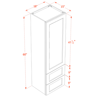 TG - WD1860: Soft Green Shaker 18"W x 60"H 1 Door & 2 Drawers Special Wall Cabinet - homecabinets