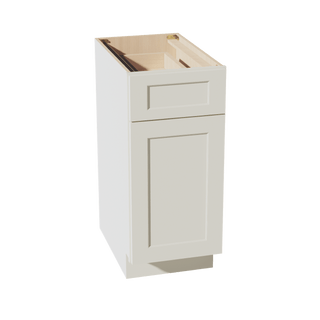 TW - B15: Creamy White Shaker 15" 1 Drawer 1 Door Standard Base Cabinet - homecabinets
