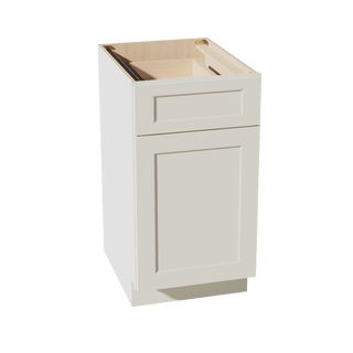 TW - B18: Creamy White Shaker 18" 1 Drawer 1 Door Standard Base Cabinet - homecabinets