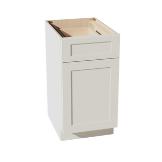 TW - B18TR: Creamy White Shaker 18" 1 Drawer Trash Pull Out Base Cabinet - homecabinets