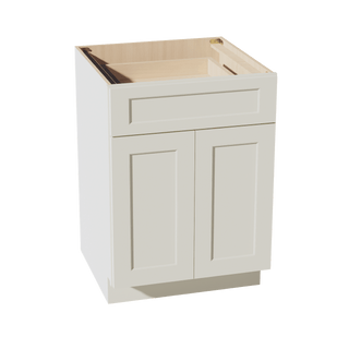 TW - B24: Creamy White Shaker 24" 1 Drawer 2 Doors Standard Base Cabinet - homecabinets