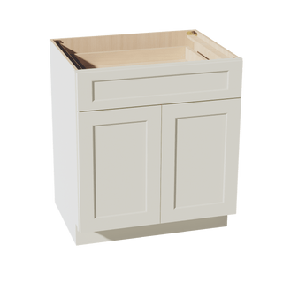 TW - B30: Creamy White Shaker 30" 1 Drawer 2 Doors Standard Base Cabinet - homecabinets