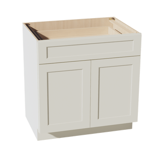 TW - B33: Creamy White Shaker 33" 1 Drawer 2 Doors Standard Base Cabinet - homecabinets