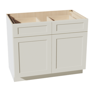 TW - B42: Creamy White Shaker 42" 2 Drawers 2 Doors Standard Base Cabinet - homecabinets