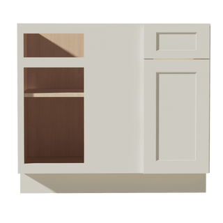 TW - BBC39/42: Creamy White Shaker 39" 1 Door - 1 Drawer Blind Corner Base Cabinet - homecabinets