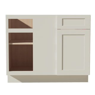 TW - BBC42/45: Creamy White Shaker 42" 1 Door - 1 Drawer Blind Corner Base Cabinets - homecabinets