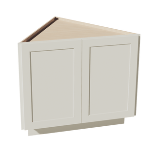 TW - BEC24: Creamy White Shaker 24" 2 Full Height Door Angled End Base Cabinets - homecabinets