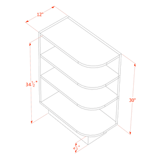 TW - BES12L: Creamy White Shaker 12" 4 Shelves End Shelf Corner Base Cabinets (Left Open) - homecabinets