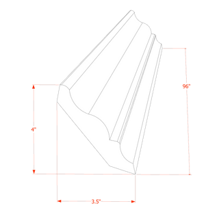 TW - CM6: Creamy White Shaker 96"W x 3 - 1/2"H x 2 - 1/2"D Crown Molding - homecabinets