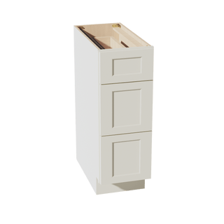 TW - DB12: Creamy White Shaker 12" 3 Drawers Base Cabinet - homecabinets