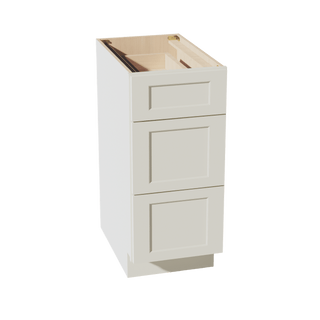 TW - DB15: Creamy White Shaker 15" 3 Drawers Base Cabinet - homecabinets