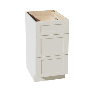 TW - DB18: Creamy White Shaker 18" 3 Drawers Base Cabinet - homecabinets