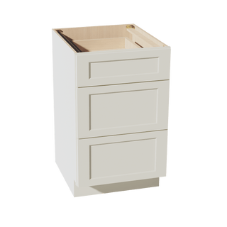 TW - DB21: Creamy White Shaker 21" 3 Drawers Base Cabinet - homecabinets