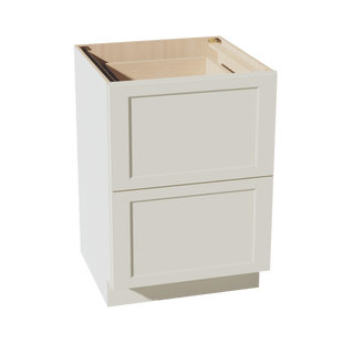 TW - DB24 - 2: Creamy White Shaker 24" 2 Drawers Base Cabinet - homecabinets