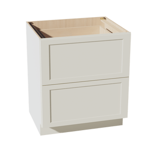 TW - DB30 - 2: Creamy White Shaker 30" 2 Drawers Base Cabinet - homecabinets