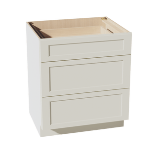 TW - DB30: Creamy White Shaker 30" 3 Drawers Base Cabinet - homecabinets