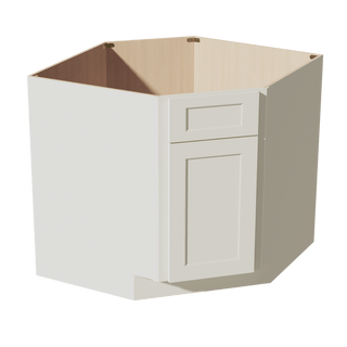 TW - DSB36: Creamy White Shaker 39" 1 Door 1 False Drawer Corner Sink Base Cabinets - homecabinets