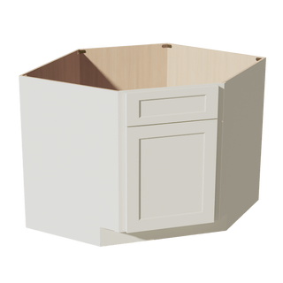 TW - DSB42: Creamy White Shaker 42" 1 Door - 1 False Drawer Corner Sink Base Cabinets - homecabinets