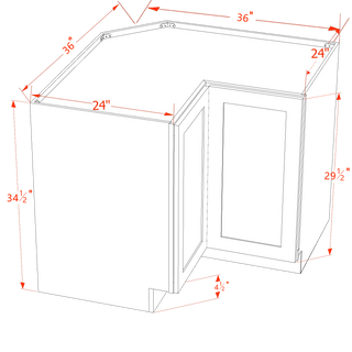 TW - LSB36: Creamy White Shaker 36" 2 Doors Lazy Susan Corner Base Cabinet - homecabinets
