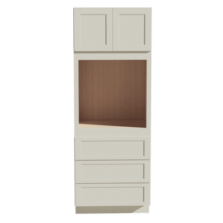 TW - OC3390: Creamy White Shaker 33"W x 90"H x 24"D 2 Doors & 3 Drawers Tall Oven Shelf Cabinets - homecabinets