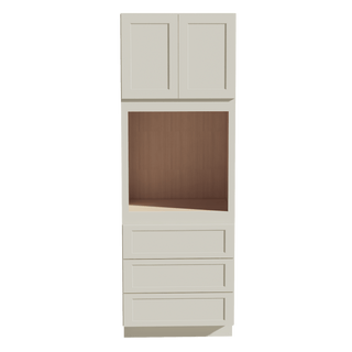 TW - OC3396: Creamy White Shaker 33"W x 96"H x 24"D 2 Doors & 3 Drawers Tall Oven Shelf Cabinets - homecabinets