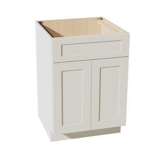 TW - SB24: Creamy White Shaker 24" 2 Doors 1 False Drawer Sink Base Cabinet - homecabinets
