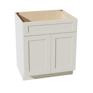 TW - SB30: Creamy White Shaker 30" 2 Doors 1 False Drawer Sink Base Cabinet - homecabinets