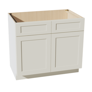 TW - SB39: Creamy White Shaker 39" 2 Doors 2 False Drawers Sink Base Cabinet - homecabinets