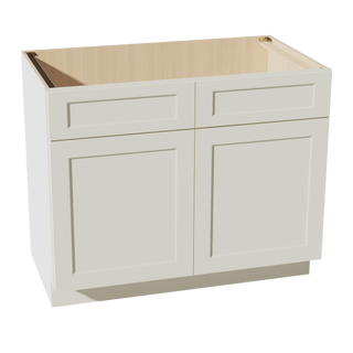 TW - SB42: Creamy White Shaker 42" 2 Doors 2 False Drawers Sink Base Cabinet - homecabinets