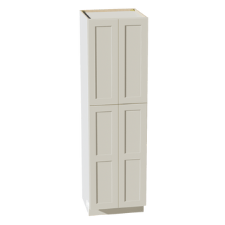 TW - TP2484: Creamy White Shaker 24"W x 84"H x 24"D 4 Door & 5 Shelves Tall Shelf Pantry Cabinets - homecabinets