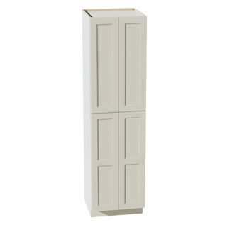 TW - TP2490: Creamy White Shaker 24"W x 90"H x 24"D 4 Door & 5 Shelves Tall Shelf Pantry Cabinets - homecabinets