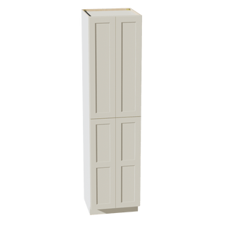 TW - TP2496: Creamy White Shaker 24"W x 96"H x 24"D 4 Door & 6 Shelves Tall Shelf Pantry Cabinets - homecabinets