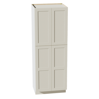 TW - TP3084: Creamy White Shaker 30"W x 84"H x 24"D 4 Door & 5 Shelves Tall Shelf Pantry Cabinets - homecabinets