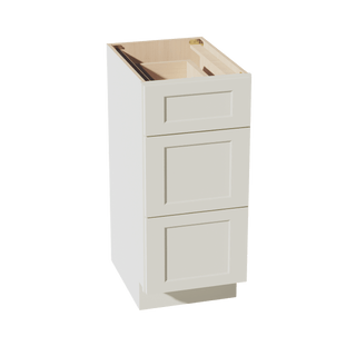 TW - VDB1521: Creamy White Shaker 15"W x 34 - 1/2"H x 21"D 3 Drawers Vanity Base Cabinets - homecabinets