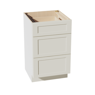 TW - VDB2121: Creamy White Shaker 21"W x 34 - 1/2"H x 21"D 3 Drawers Vanity Base Cabinets - homecabinets