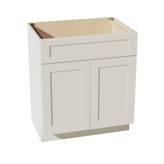 TW - VSB3021: Creamy White Shaker 30"W x 34 - 1/2"H x 21"D 2 Doors & 1 False Drawer Vanity Sink Base Cabinets - homecabinets