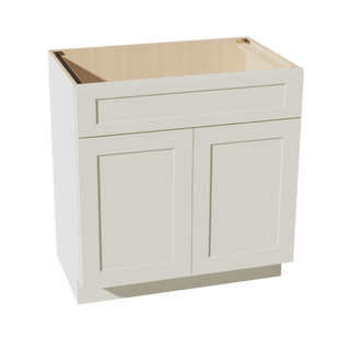 TW - VSB3321: Creamy White Shaker 33"W x 34 - 1/2"H x 21"D 2 Doors & 1 False Drawer Vanity Sink Base Cabinets - homecabinets