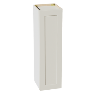 TW - W1242: Creamy White Shaker 12"W x 42"H 1 Door & 3 Shelves Standard Wall Cabinet - homecabinets