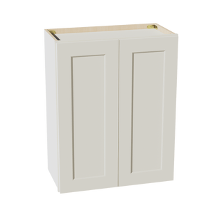 TW - W2430: Creamy White Shaker 24"W x 30"H 2 Doors & 2 Shelves Standard Wall Cabinet - homecabinets