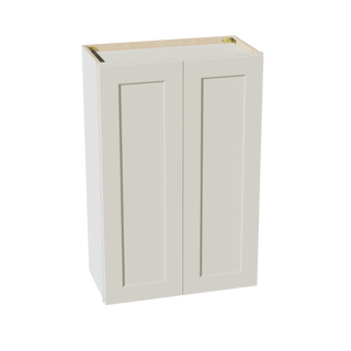 TW - W2436: Creamy White Shaker 24"W x 36"H 2 Doors & 2 Shelves Standard Wall Cabinet - homecabinets