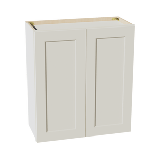 TW - W2730: Creamy White Shaker 27"W x 30"H 2 Doors & 2 Shelves Standard Wall Cabinet - homecabinets