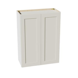 TW - W2736: Creamy White Shaker 27"W x 36"H 2 Doors & 2 Shelves Standard Wall Cabinet - homecabinets
