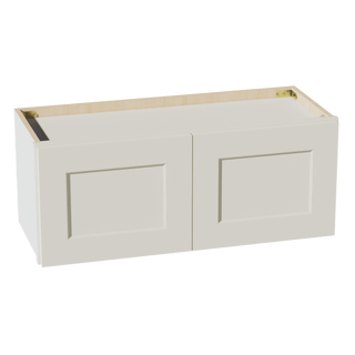 TW - W3012: Creamy White Shaker 30"W x 12"H 2 Doors Standard Wall Bridge Cabinet - homecabinets