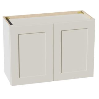 TW - W3021: Creamy White Shaker 30"W x 21"H 2 Doors Standard Wall Bridge Cabinet - homecabinets