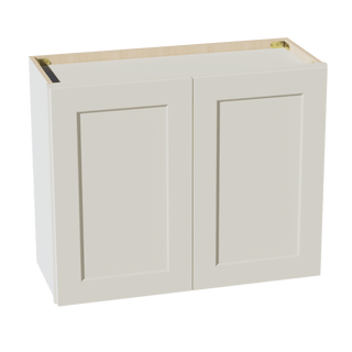TW - W3024: Creamy White Shaker 30"W x 24"H 2 Doors Standard Wall Bridge Cabinet - homecabinets