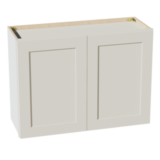 TW - W3324: Creamy White Shaker 33"W x 24"H 2 Doors Standard Wall Bridge Cabinet - homecabinets