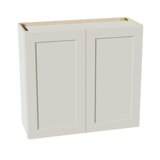 TW - W3330: Creamy White Shaker 33"W x 30"H 2 Doors & 2 Shelves Standard Wall Cabinet - homecabinets
