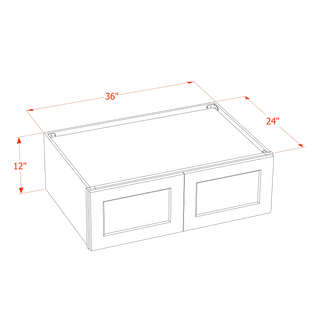 TW - W361224: Creamy White Shaker 36"W x 12"H x 24"D 2 Doors Standard Bridge Wall Cabinet - homecabinets