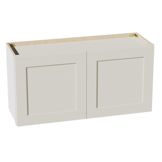 TW - W3618: Creamy White Shaker 36"W x 18"H 2 Doors Standard Wall Bridge Cabinet - homecabinets