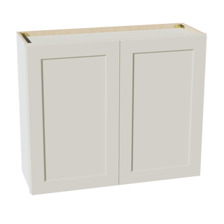 TW - W3630: Creamy White Shaker 36"W x 30"H 2 Doors & 2 Shelves Standard Wall Cabinet - homecabinets